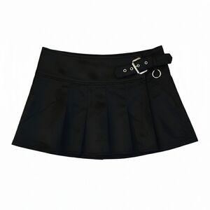 Vintage Rampage Black Satin Mini Skirt Buckle Waist 90s Y2K Office Siren 9